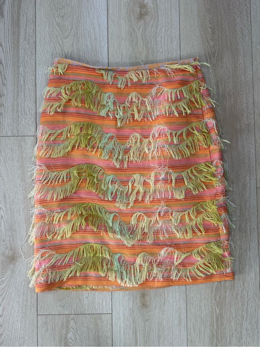 Marianne Kooimans Silk Fringe Textured Skirt Size 2 Y2K Art to Wear